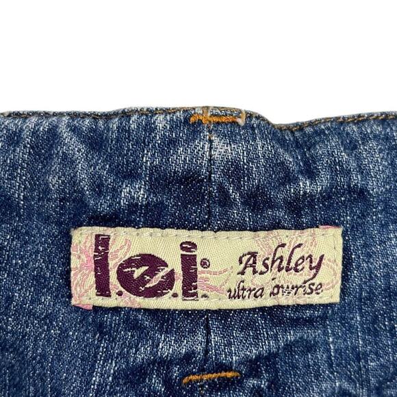 VTG Lei Y2k Blue Denim Low Rise Ashley Jeans Orange Floral Boho Embroidery 15 - Picture 7 of 14